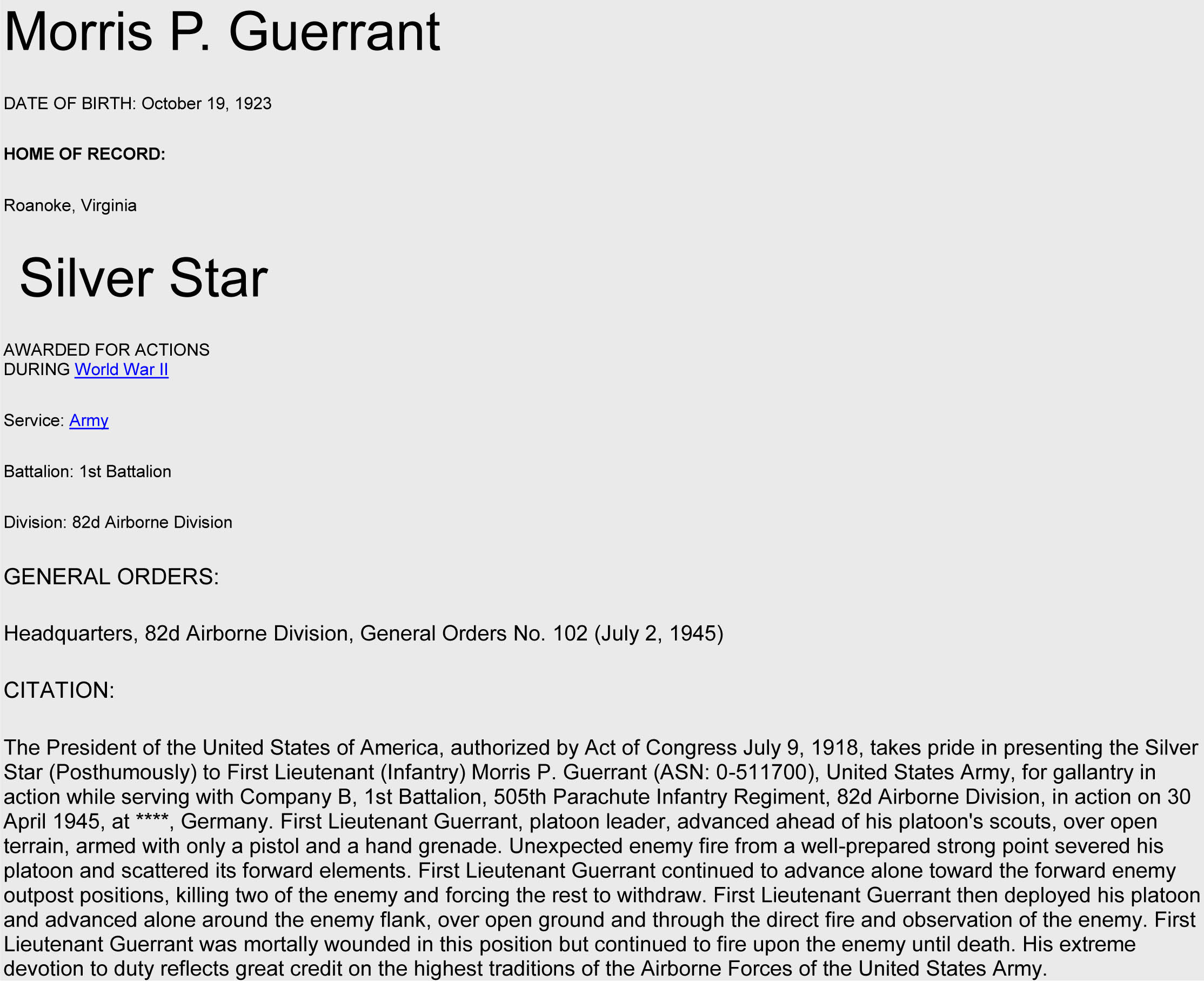 Lt. Morris P. Guerrant  B Company